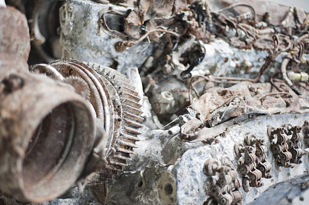 Detail of old engine, worldwar plane stock photo