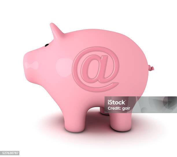 Piggy Bank With At Symbol Stock Photo - Download Image Now - 'at' Symbol, Bank Account, Banking