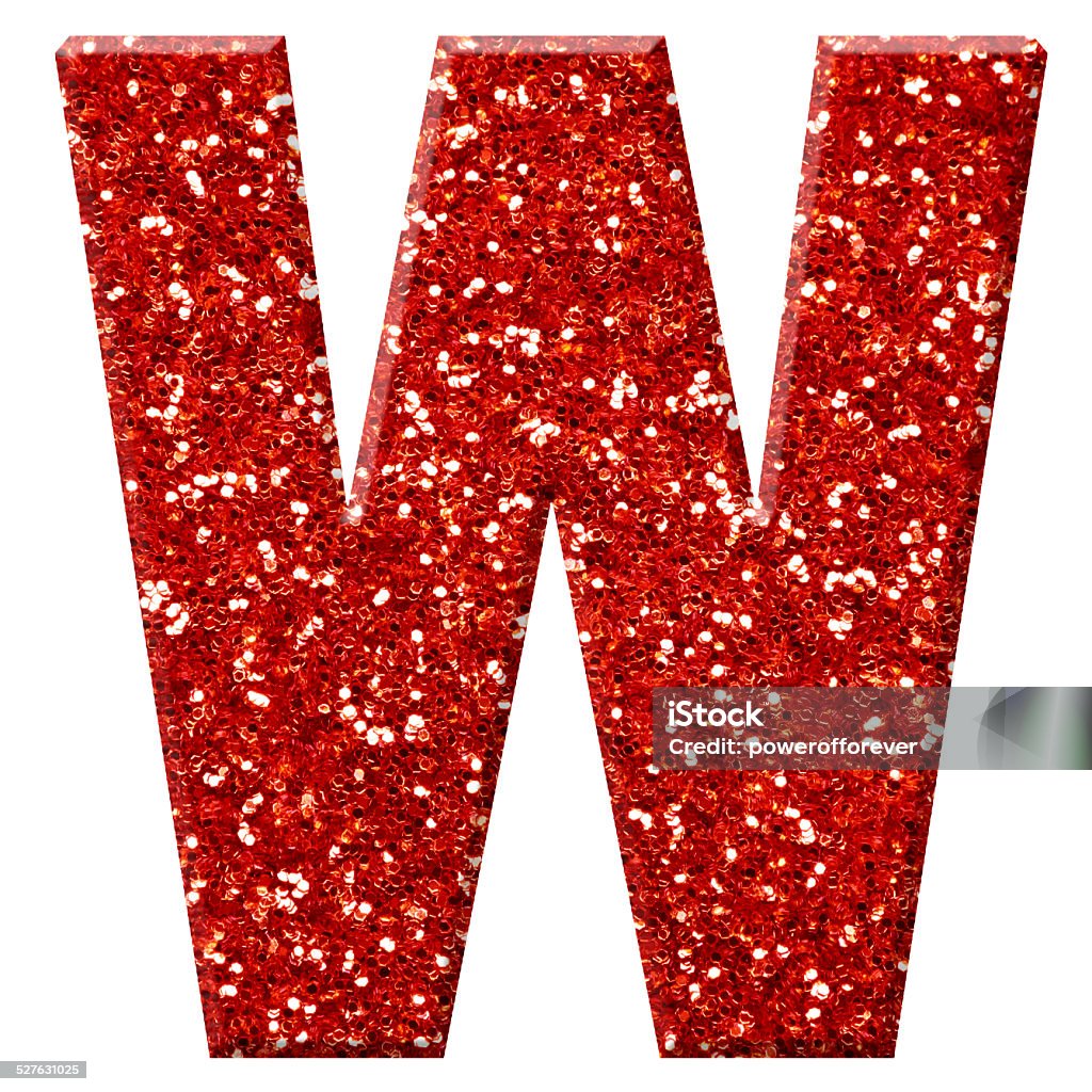 Glitter Letter W Red glitter letter W. Alphabet Stock Photo