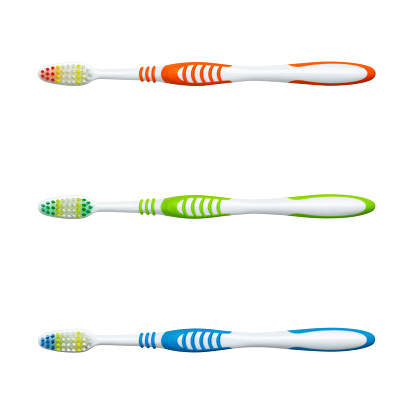 Toothbrushes in a row-clipping path