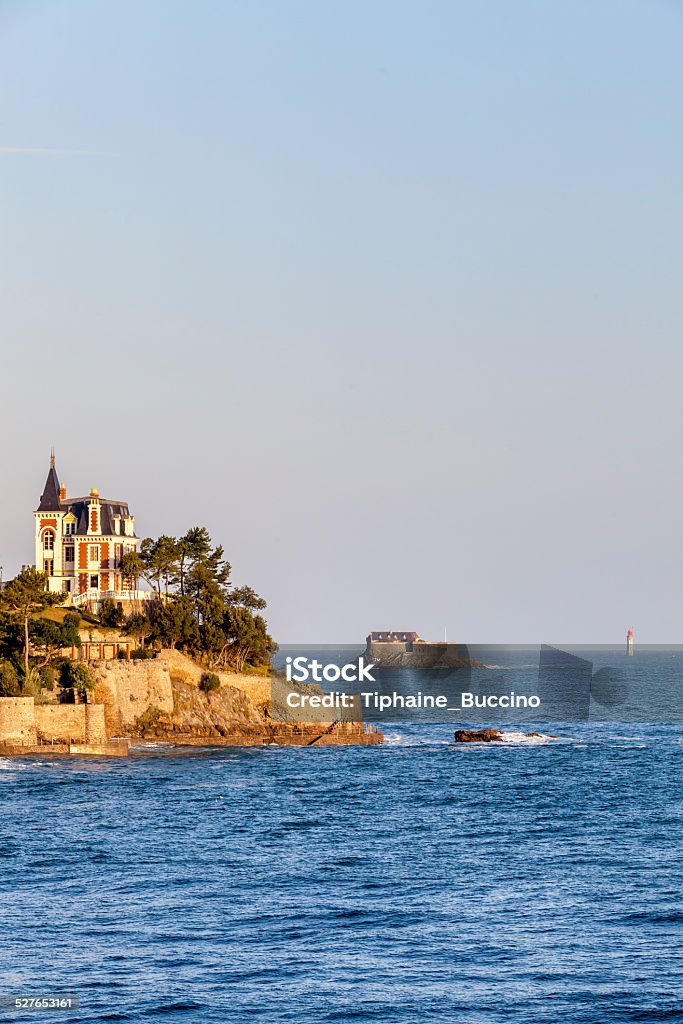 Beach of Dinard at sunset. Enjoying th nice days of October on the French coast.Enjoying the nice days of October on the French coast. Beach Stock Photo