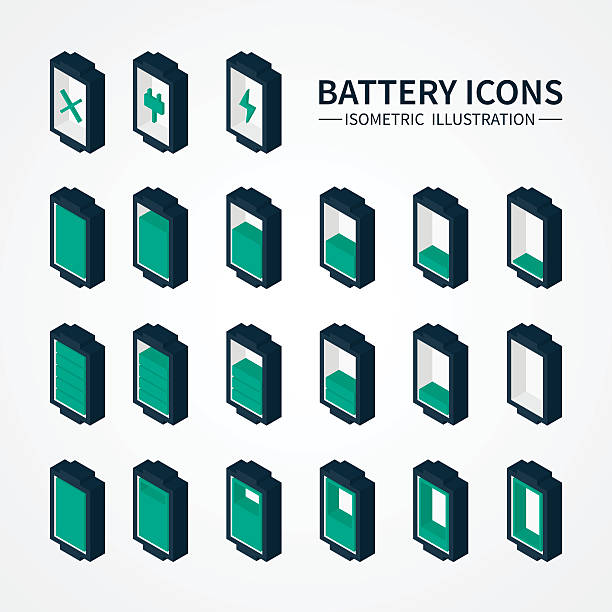 batterie web-ikonen, symbol in isometric stil. - beengt grafiken stock-grafiken, -clipart, -cartoons und -symbole