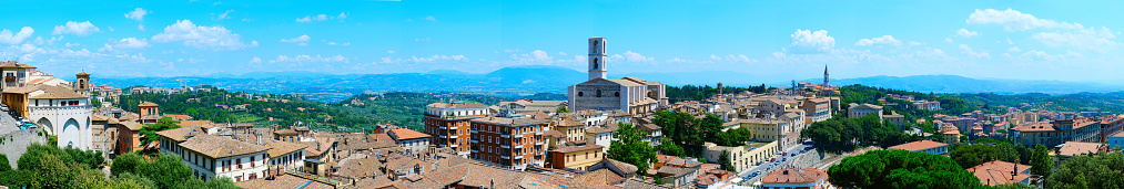 Panoramic view of Perugia in the sunshine day. Italy