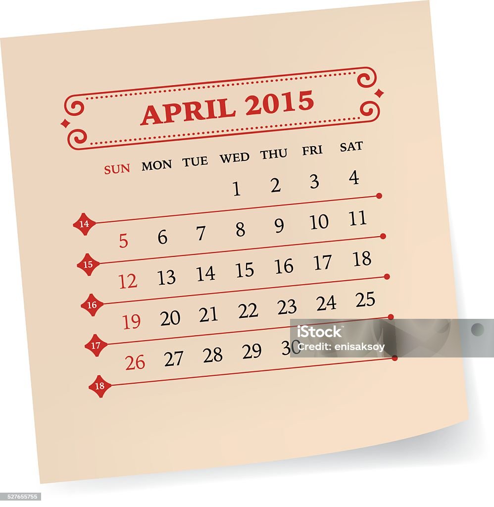 April 2015 Calendar Calendar stock vector