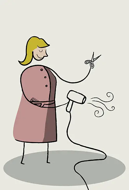 Vector illustration of Hairdresser with scissors and hairdryer