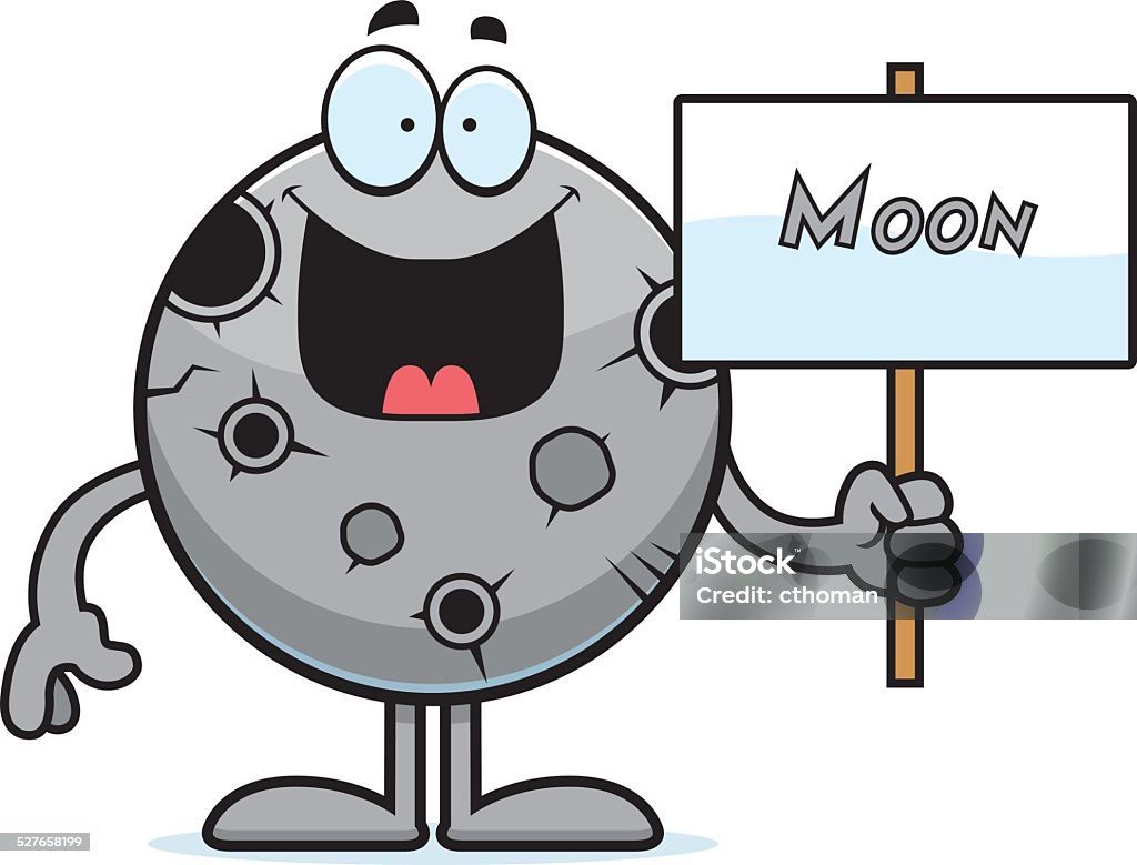 Cartoon Moon Sign A cartoon illustration of the Moon holding a sign. Cartoon stock vector