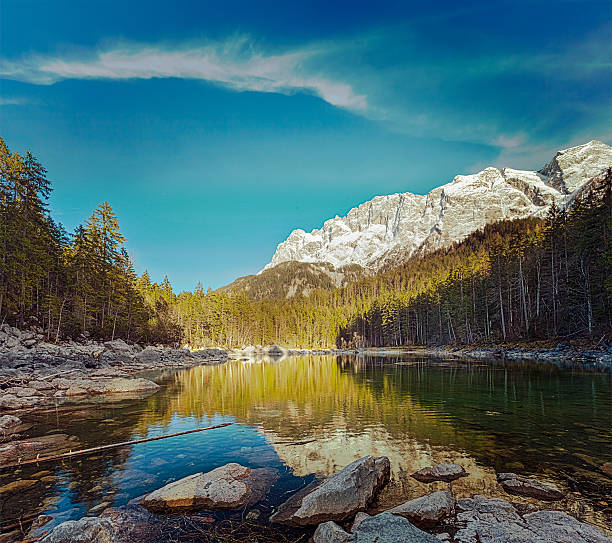 istock Frillensee lake  and Zugspitze - the highest mountain in Germany 527659547