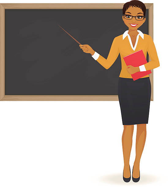 учитель в доска - professor teacher female blackboard stock illustrations