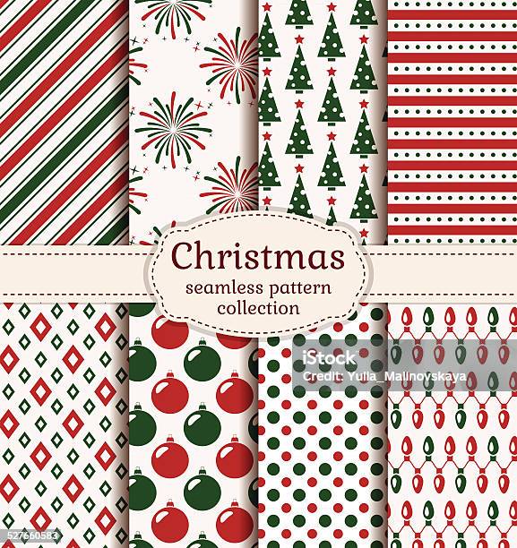 Christmas Seamless Patterns Vector Set Stock Illustration - Download Image Now - Abstract, Backgrounds, Celebration