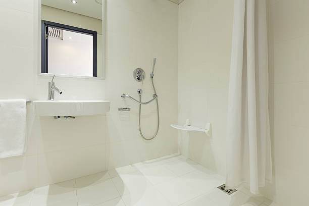 Modern hotel bathroom interior stock photo