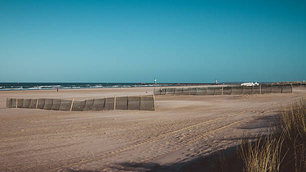 istock Wide open beach with fences 527669132