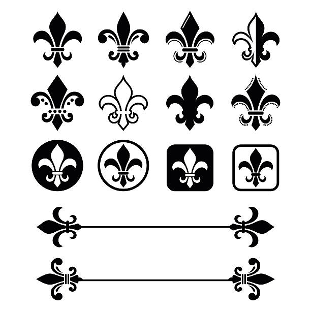 illustrations, cliparts, dessins animés et icônes de fleur de lys-symbole de design français, scoutisme organisations heralry français - french renaissance