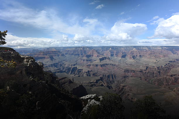 Grand Canyon National Park, Arizona, Nevada, USA Grand Canyon National Park, Arizona, USA. Scenic landscape of a famous place and family road trip tourist vacation travel destination. Horizontal vista of eroded, awe-inspiring sedimentary rock formation geology of desert cliff extreme terrain. Tranquil, majestic wilderness area with copy space and no people.  cape royal stock pictures, royalty-free photos & images