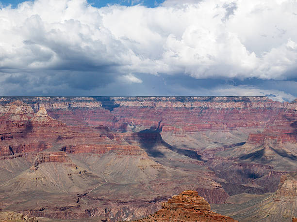 Grand Canyon National Park, Arizona, Nevada, USA Grand Canyon National Park, Arizona, USA. Scenic landscape of a famous place and family road trip tourist vacation travel destination. Horizontal vista of eroded, awe-inspiring sedimentary rock formation geology of desert cliff extreme terrain. Tranquil, majestic wilderness area with copy space and no people.  cape royal stock pictures, royalty-free photos & images