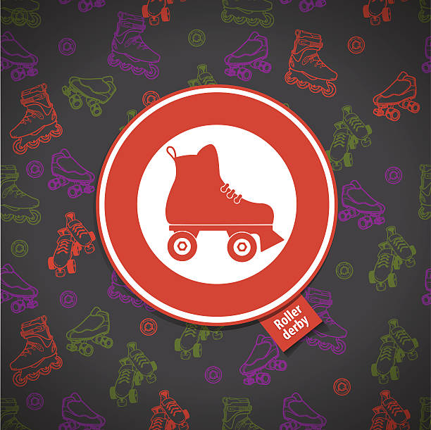 roller skate seamless pattern with roller derby icon vector art illustration