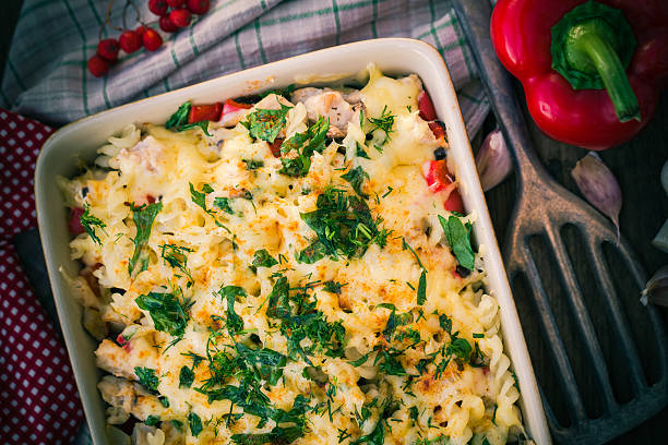 istock Baked macaroni chicken mushrooms 527674850
