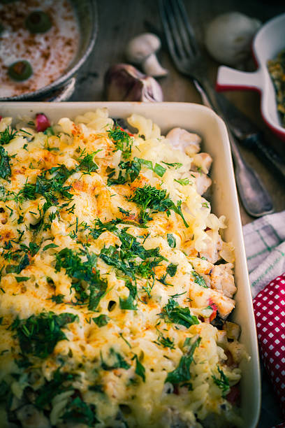 istock Baked macaroni chicken mushrooms 527674896