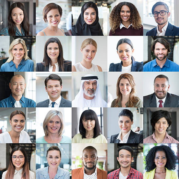 Diverse People Smiling - Headshot Portraits Collage Headshot portraits of different diverse business people smiling to camera. part of a series photos stock pictures, royalty-free photos & images