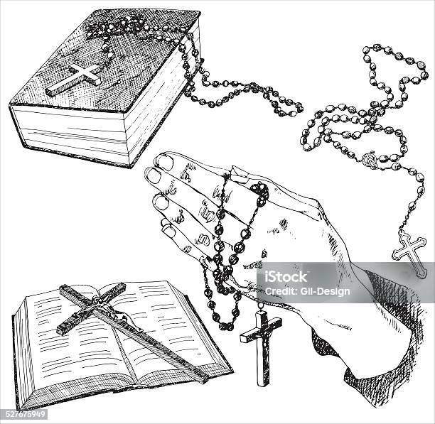 Hand Drawn Christian Signs Stock Illustration - Download Image Now - Rosary Beads, Illustration, Exorcism