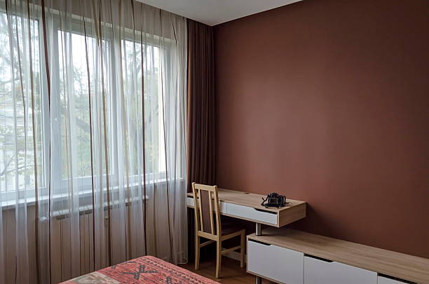 istock Work nook by bedroom in renovated apartment 527676157