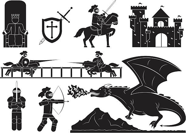 ilustrações de stock, clip art, desenhos animados e ícones de knight - castle honor guard protection security guard