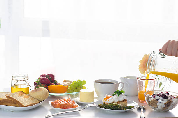 istock Breakfast served in front of the window 527679850
