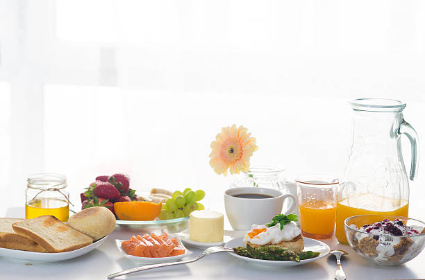 istock Breakfast served in front of the window 527679904