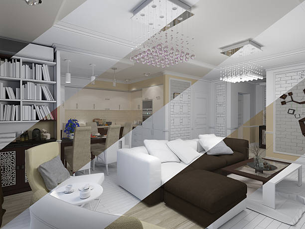 istock 3d render of a living room interior design 527679912