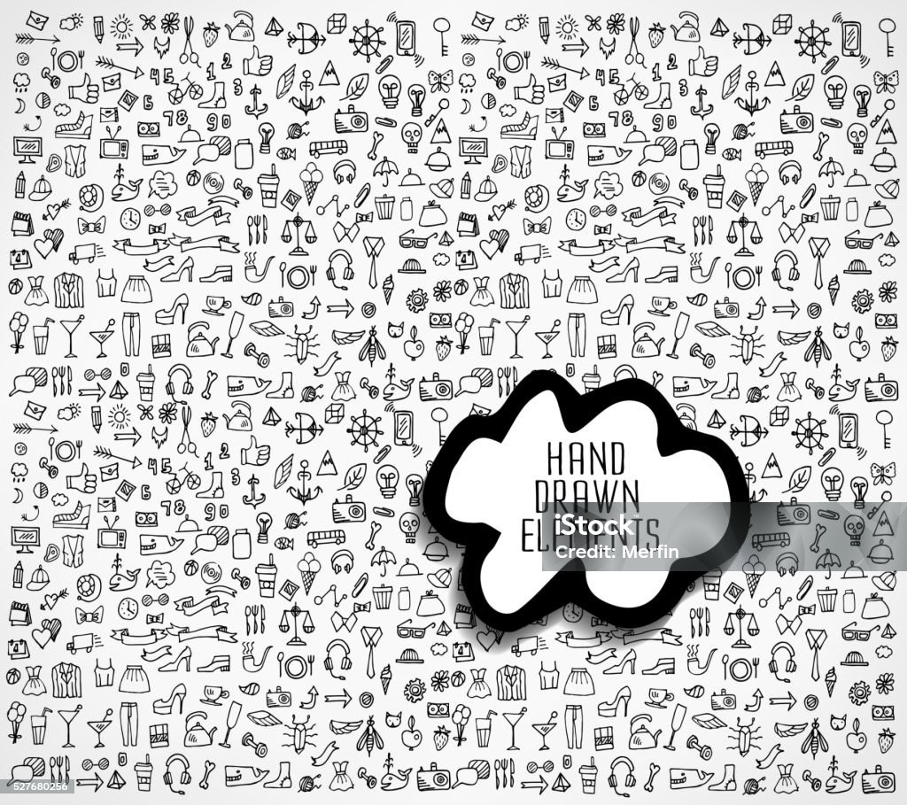 Hand drawn vector illustration Hand drawn icons and elements pattern. Digital illustration Digitally Generated Image stock vector Hand drawn vector illustration Hand drawn icons and elements pattern. Digital illustration Digitally Generated Image stock vector