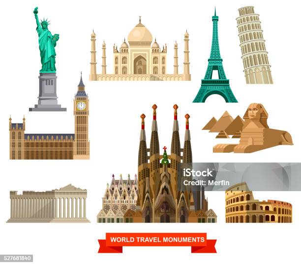 High Quality Detailed World Landmarks Stock Illustration - Download Image Now - Leaning Tower of Pisa, Big Ben, Vector
