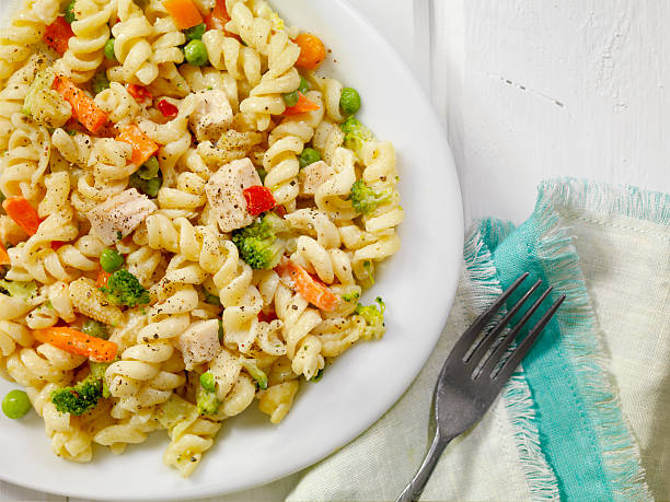 makaron primavera z kurczaka - pasta primavera zdjęcia i obrazy z banku zdjęć