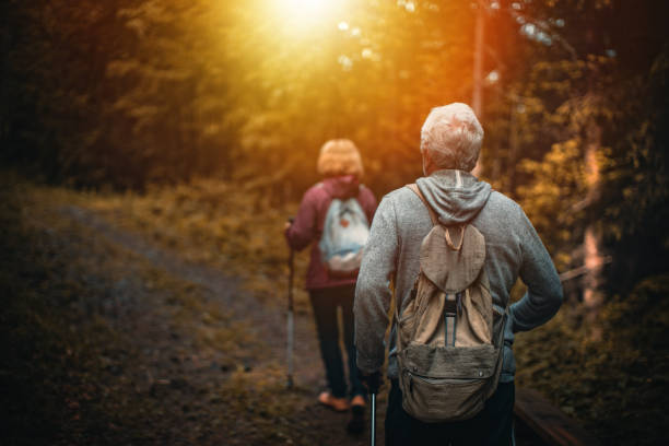 Senior couple hiking