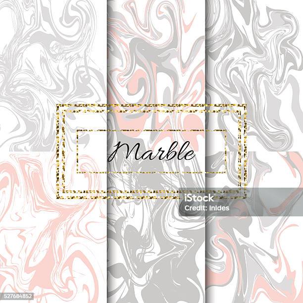 Marble Texture Vector Set Hand Drawn Ink Marble Stock Illustration - Download Image Now - Marble - Rock, Marbled Effect, Pastel Colored