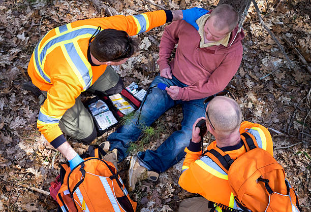 istock Search and Rescue team in the forest, Nova Scotia, Canada. 527685532