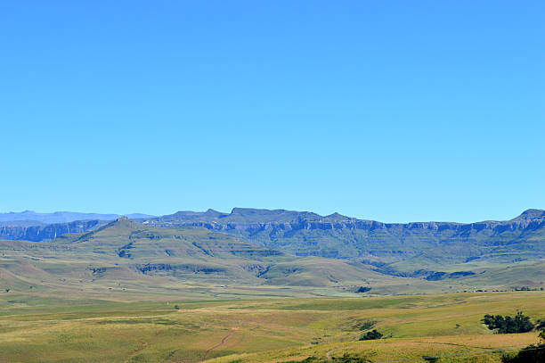 istock Drakensberg mountains with grass and trails and blue sky 527687262