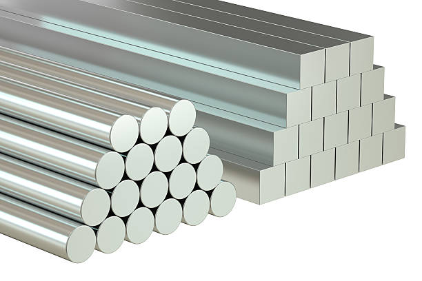 istock round bars and square rods, Rolled Metal Products. 3D rendering 527687396