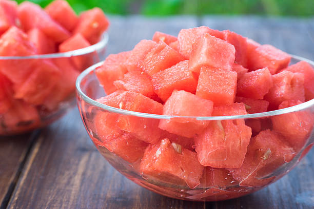 istock Close up of watermelon cut in small peaces 527688470
