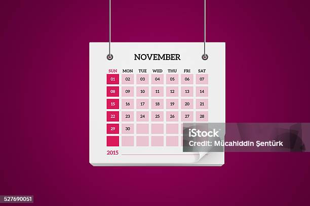 November 2015 Calendar Stock Photo - Download Image Now - 2015, Adhesive Note, Calendar