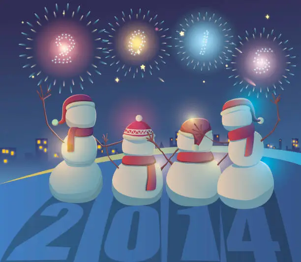 Vector illustration of snowman family