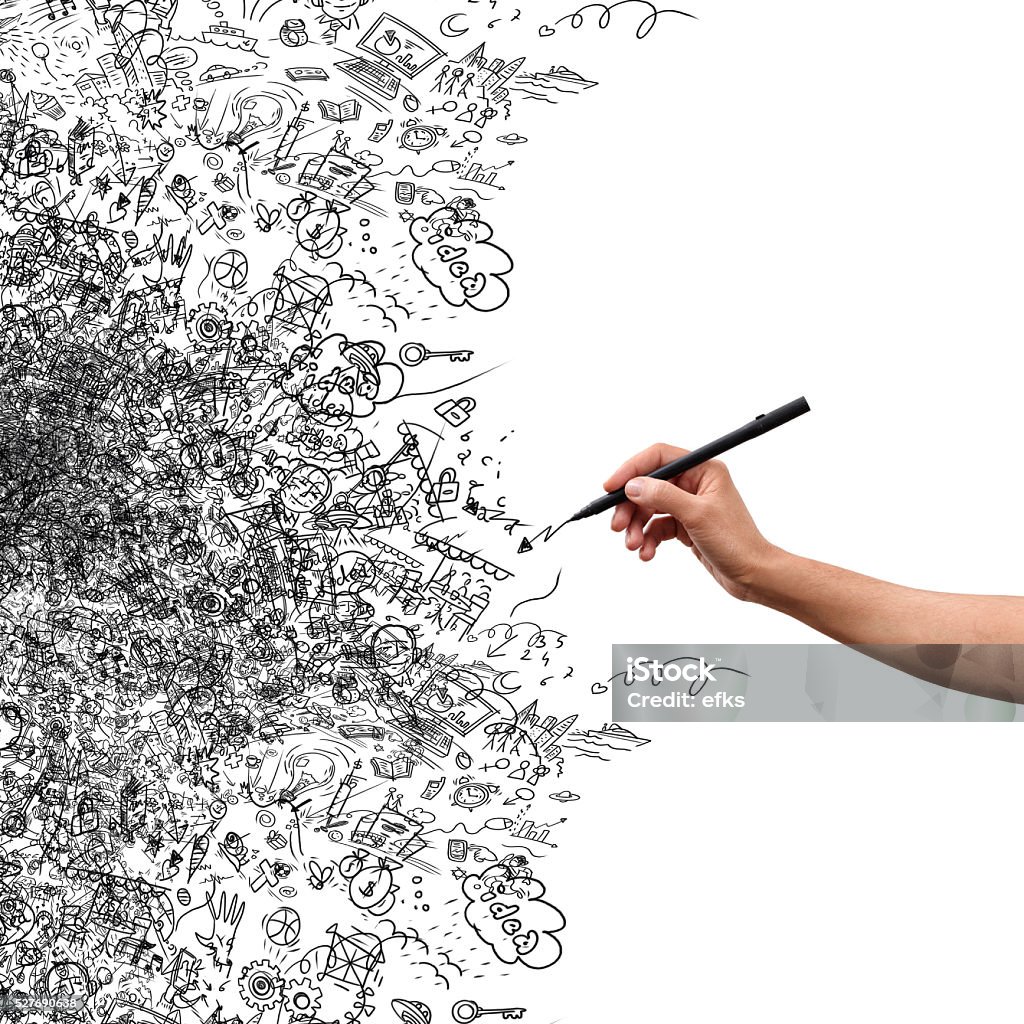 Drawing hand, creative doodle - Royalty-free Doedel Stockfoto