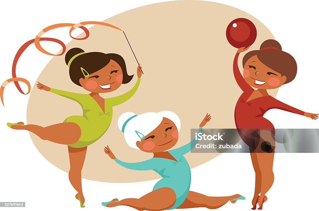 Little gymnasts Three little girls gymnasts exercising Active Lifestyle stock vector