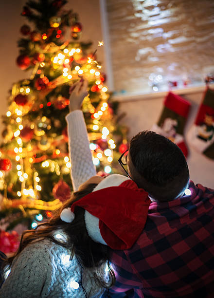 istock Young couple in cristmas romance 527691831