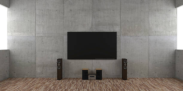 Architectural interior concept with TV set and hi-fi