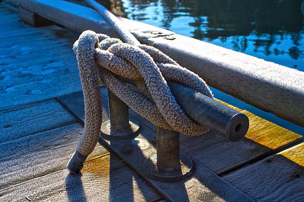 istock Boat Line Wrapped Around a Dock Cleat 527693637