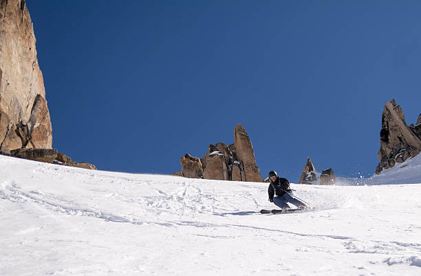 Skiing in Patagonia stock photo