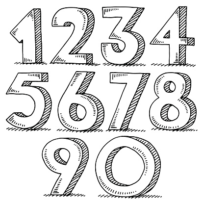 Numeron Draw Numbers Set Drawing Stock Illustration - Download Image Now - Number ...