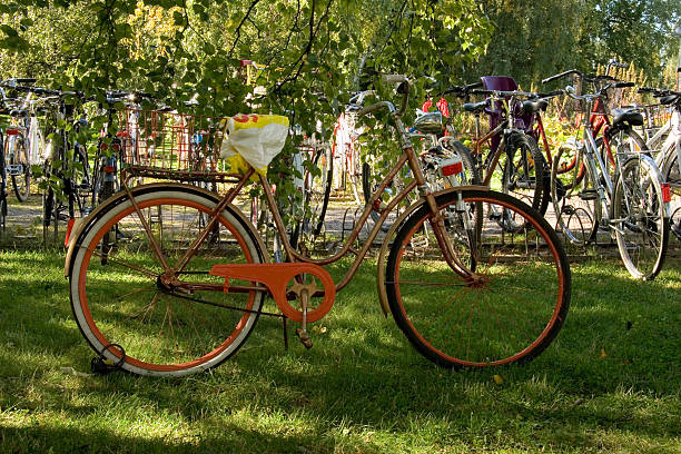 Orange bike stock photo