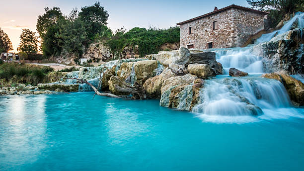 istock Natural spa with waterfalls in Tuscany, Italy 527701343