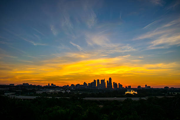istock Gorgeous Sunrise colors over Austin Texas Skyline 527701637