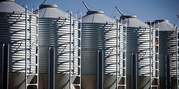 istock Row of Grain Silos 527702551